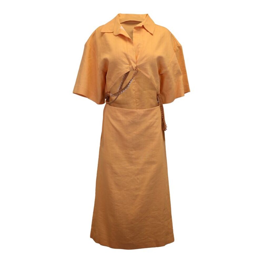 Christopher Esber Beaded Midi Shirt Dress in Orange Viscose